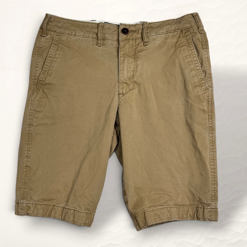 Abercrombie & Fitch Chino Shorts Mens 28 Khaki Preppy‎ Stretch Flat Front